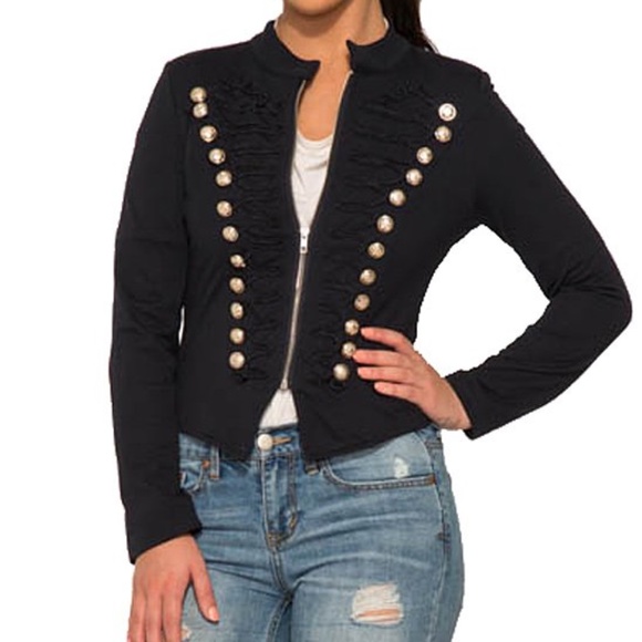 HEARTS & ROSES LONDON Navy Brigantine Jacket - Picture 2 of 3